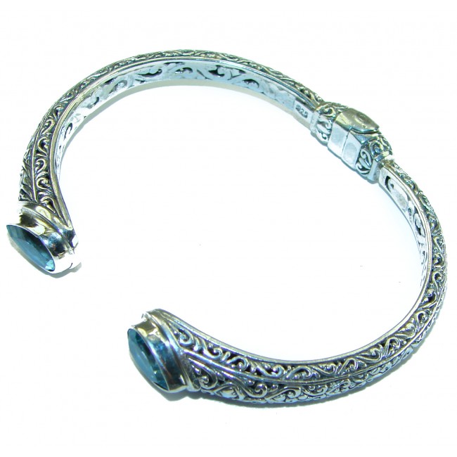 Enchanted Beauty Swiss Blue Topaz .925 Sterling Silver Bracelet / Cuff