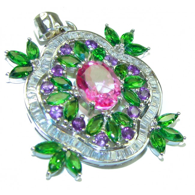 A Spark of Sweetness Hot Pink Tourmaline .925 Sterling Silver handcrafted pendant