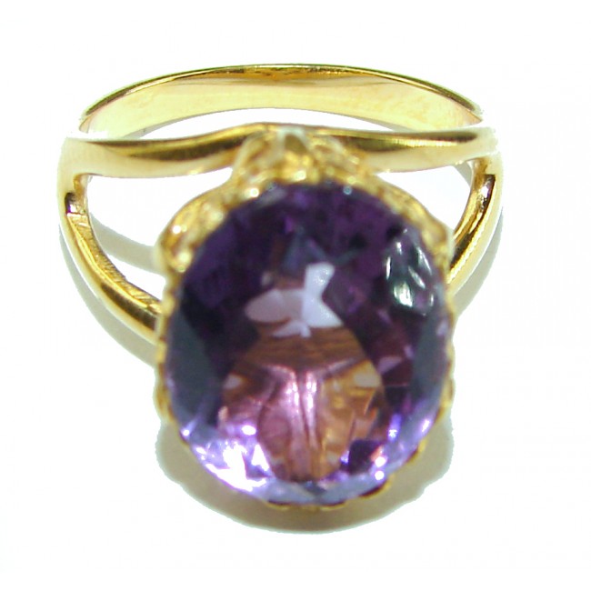 Purple Amethyst 14K Rose Gold over .925 Sterling Silver Handcrafted Ring size 6 1/2