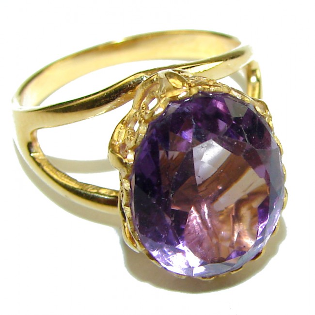 Purple Amethyst 14K Rose Gold over .925 Sterling Silver Handcrafted Ring size 6 1/2