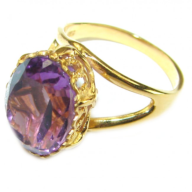 Purple Amethyst 14K Rose Gold over .925 Sterling Silver Handcrafted Ring size 6 1/2