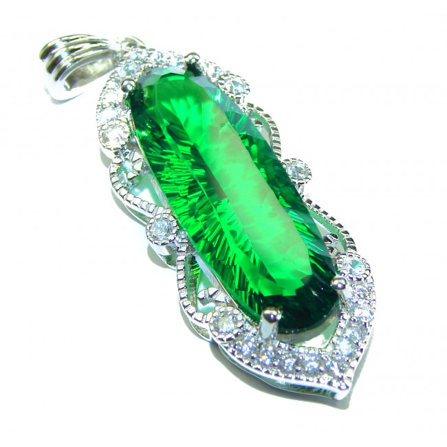 Superior quality 15.2 carat Fresh Green Helenite .925 Sterling Silver Pendant