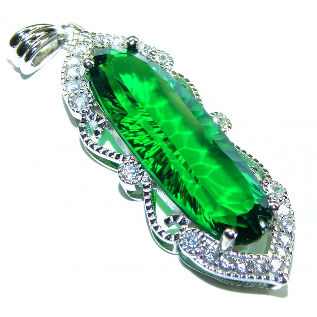 Superior quality 15.2 carat Fresh Green Helenite .925 Sterling Silver Pendant