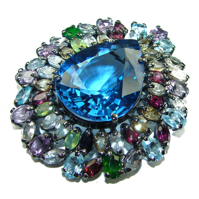 Buena Vista Pure Perfection London Blue Topaz .925 Sterling Silver handmade Pendant Brooch