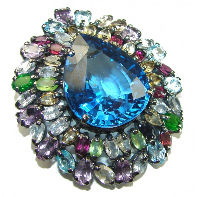 Buena Vista Pure Perfection London Blue Topaz .925 Sterling Silver handmade Pendant Brooch