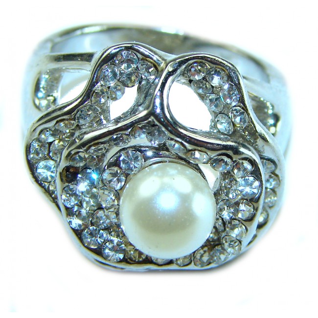 Natural Pearl .925 Sterling Silver handmade ring size 9 1/2