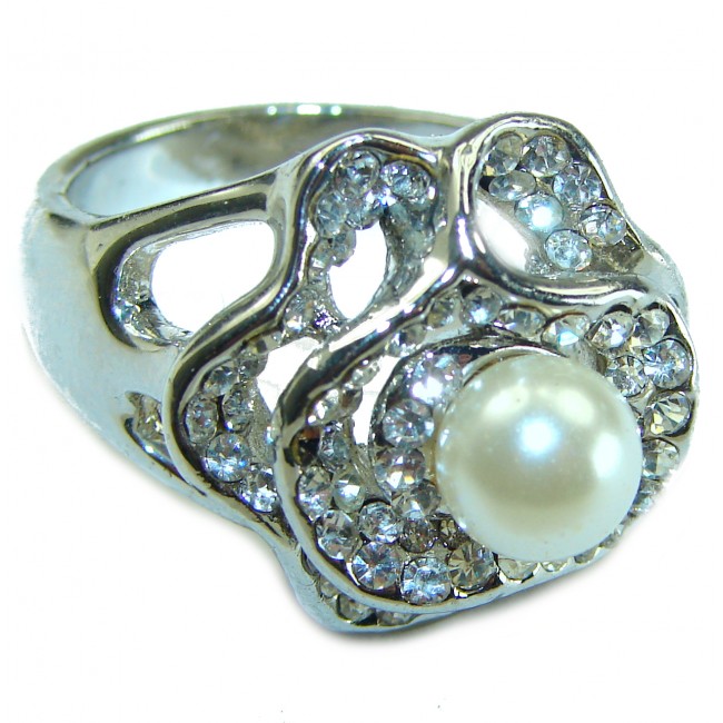 Natural Pearl .925 Sterling Silver handmade ring size 9 1/2