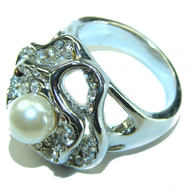 Natural Pearl .925 Sterling Silver handmade ring size 9 1/2