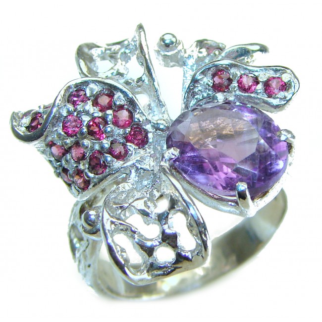 Purple Amethyst Garnet .925 Sterling Silver Handcrafted Ring size 9