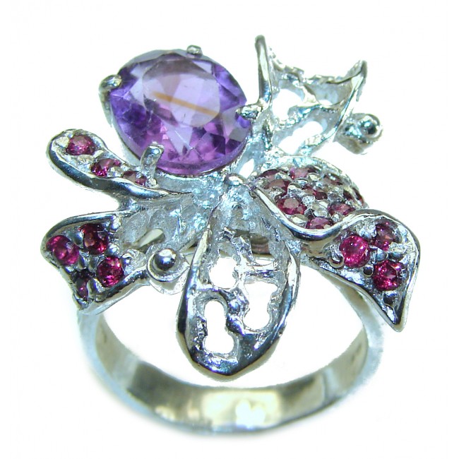 Purple Amethyst Garnet .925 Sterling Silver Handcrafted Ring size 9