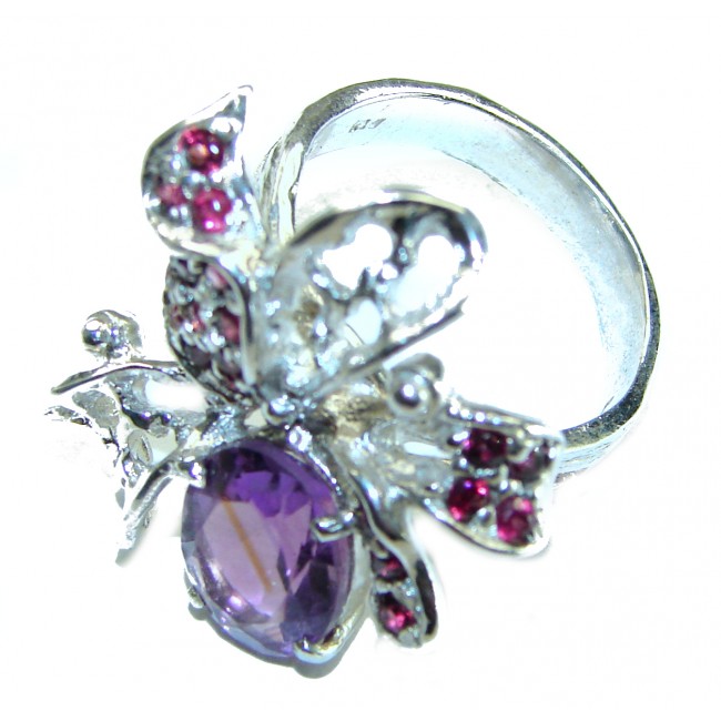 Purple Amethyst Garnet .925 Sterling Silver Handcrafted Ring size 9