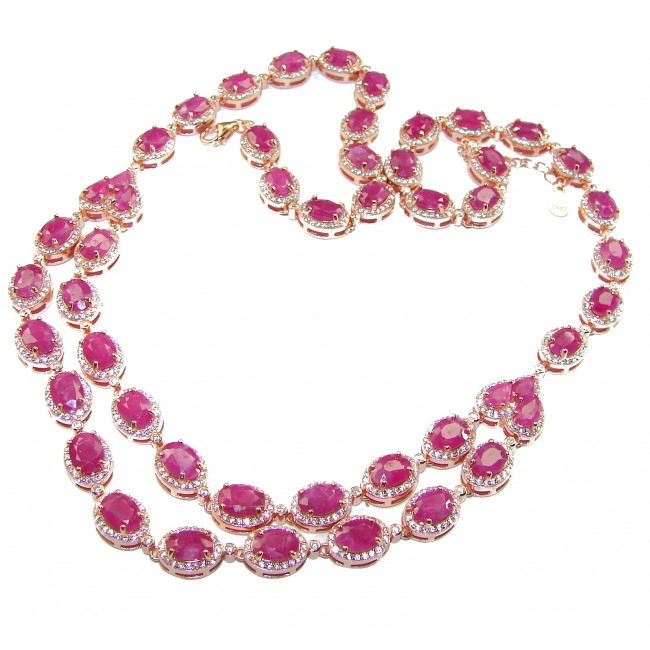 Infinity Authentic Ruby 14K Rose Gold over .925 Sterling Silver handcrafted Statement necklace