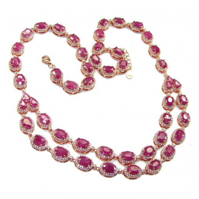 Infinity Authentic Ruby 14K Rose Gold over .925 Sterling Silver handcrafted Statement necklace