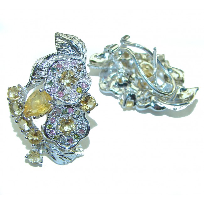 Summer Flowers Genuine Citrine .925 Sterling Silver handcrafted Earrings