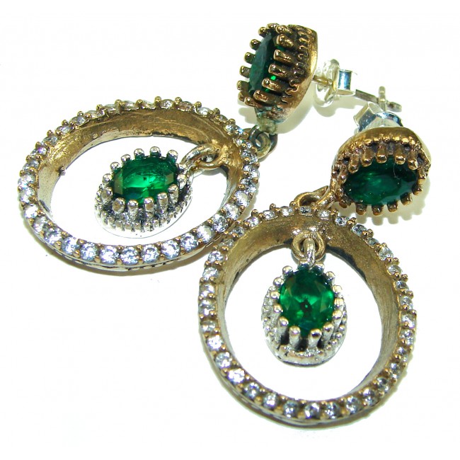 Infinity rare Emerald .925 Sterling Silver earrings