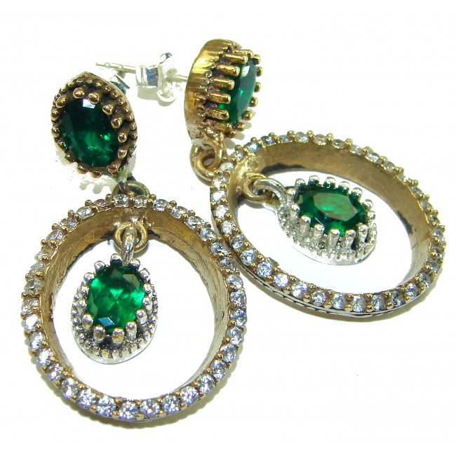 Infinity rare Emerald .925 Sterling Silver earrings