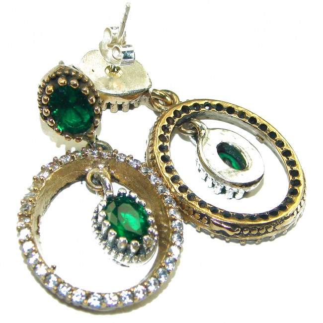 Infinity rare Emerald .925 Sterling Silver earrings