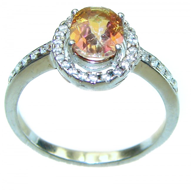 Mystic Golden Topaz .925 Sterling Silver handmade Cocktail Ring size 8