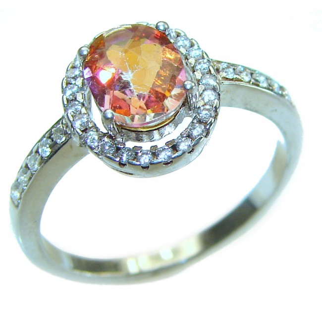 Mystic Golden Topaz .925 Sterling Silver handmade Cocktail Ring size 8