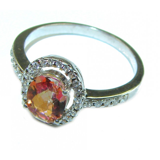 Mystic Golden Topaz .925 Sterling Silver handmade Cocktail Ring size 8