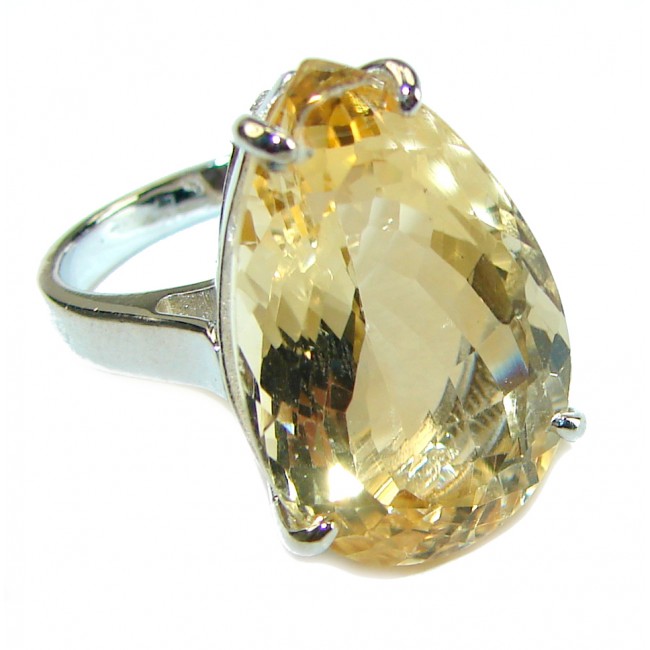 Authentic Citrine .925 Sterling Silver handmade Cocktail Ring s. 6 3/4