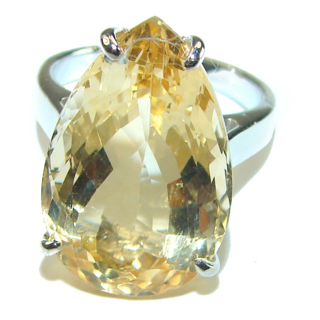 Authentic Citrine .925 Sterling Silver handmade Cocktail Ring s. 6 3/4