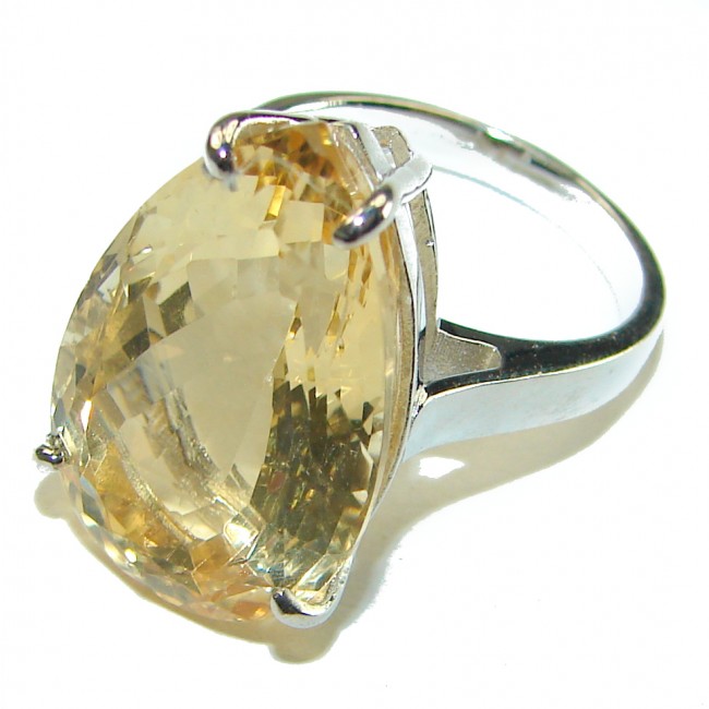 Authentic Citrine .925 Sterling Silver handmade Cocktail Ring s. 6 3/4