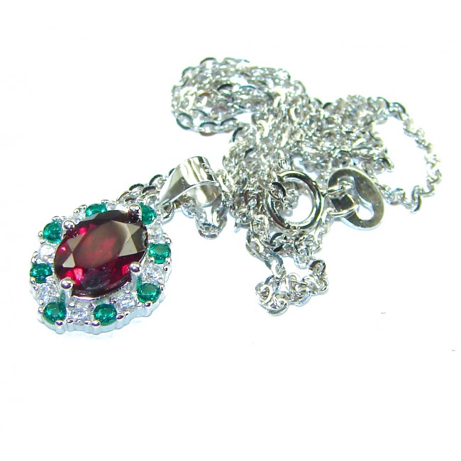 Blooming Rose 3.5 CARAT Ruby .925 Sterling Silver handmade Necklace