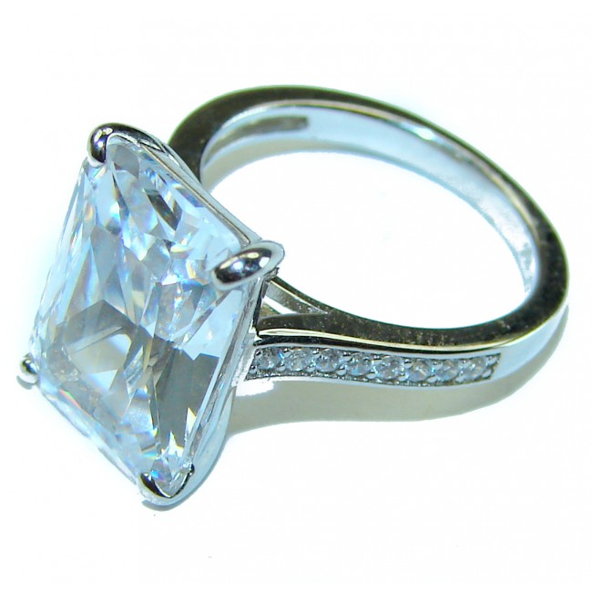 15.5 carat White Topaz .925 Sterling Silver handcrafted ring size 5