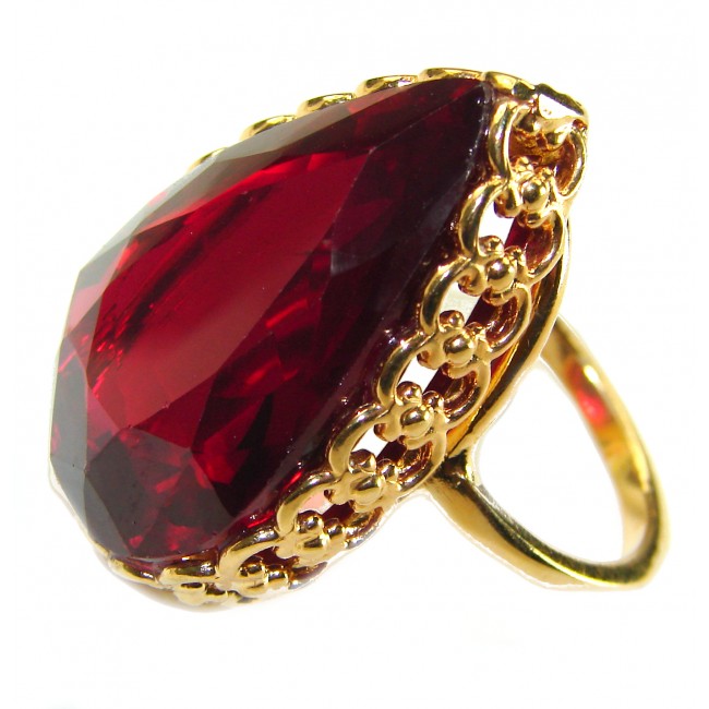 Red Brilliance 44.5 carat Red Topaz .925 Silver handcrafted Large Cocktail Ring s. 9 1/4