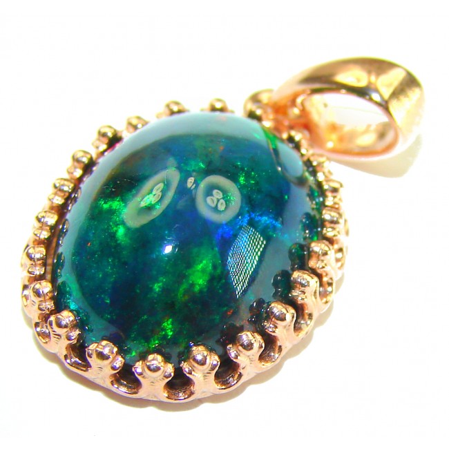 Milky Way 15.6CTW Authentic Black Opal 18K Gold over .925 Sterling Silver handmade Pendant