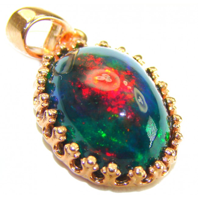 Milky Way 15.6CTW Authentic Black Opal 18K Gold over .925 Sterling Silver handmade Pendant