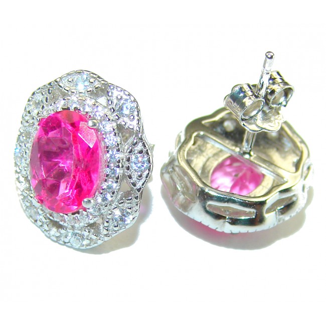 Precious Pink Sapphire .925 Sterling Silver entirely handmade earrings