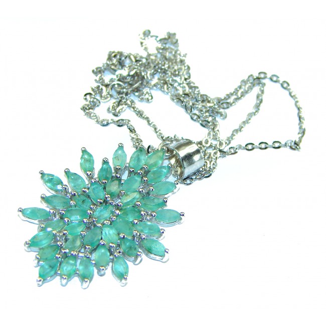 Great Masterpiece genuine Emerald .925 Sterling Silver handmade necklace