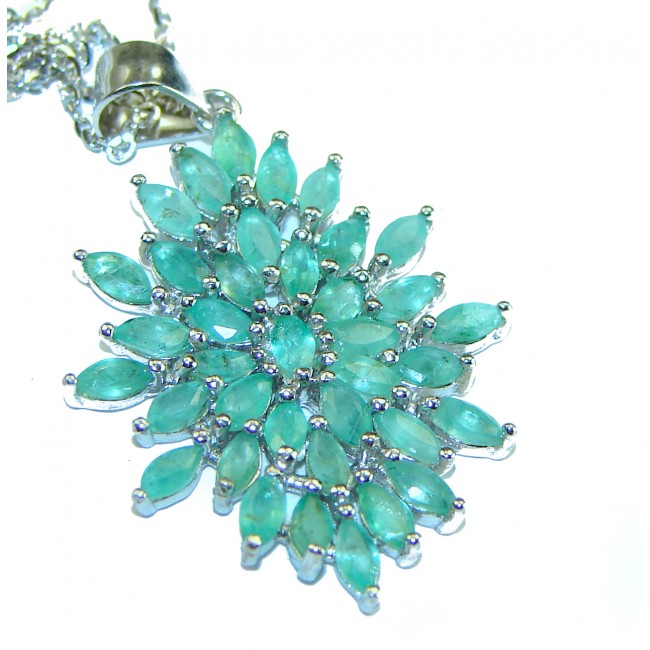 Great Masterpiece genuine Emerald .925 Sterling Silver handmade necklace