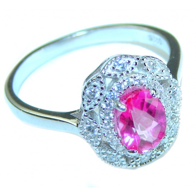 Perfect and Simple Pink Sapphire .925 Sterling Silver Ring s. 9