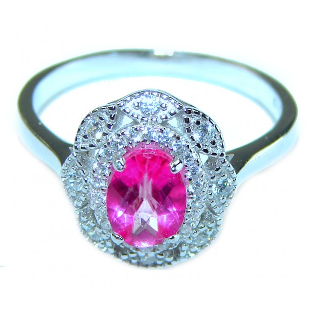 Perfect and Simple Pink Sapphire .925 Sterling Silver Ring s. 9