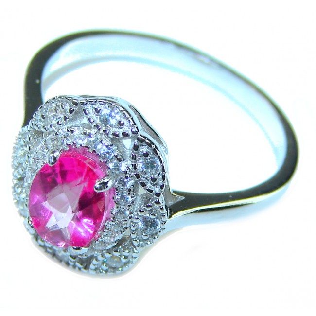 Perfect and Simple Pink Sapphire .925 Sterling Silver Ring s. 9