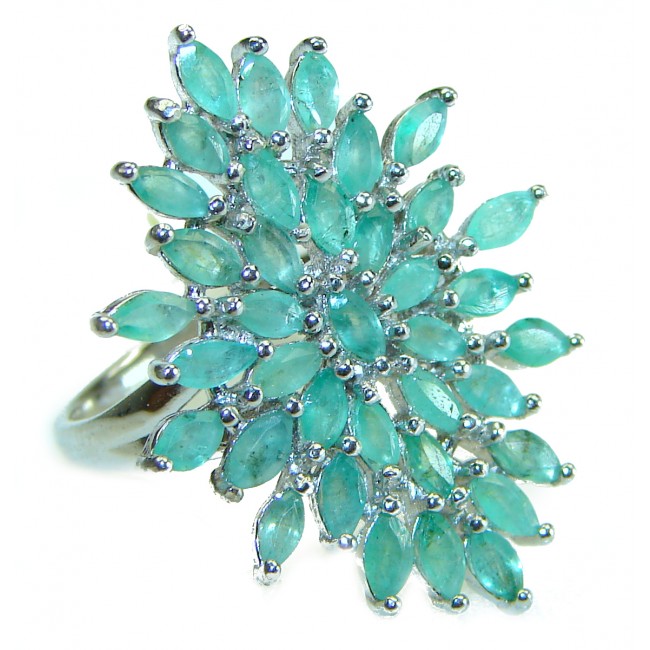 Emerald .925 Sterling Silver handcrafted Ring size 7