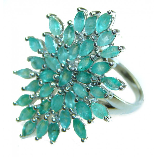 Emerald .925 Sterling Silver handcrafted Ring size 7