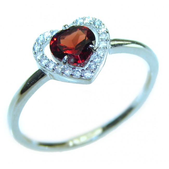 Loving Heart Authentic Garnet .925 Sterling Silver handcrafted Ring size 9