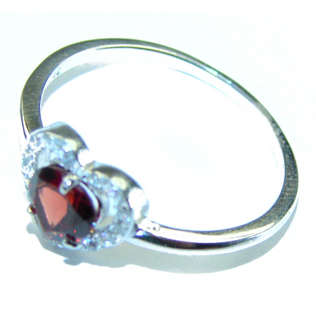 Loving Heart Authentic Garnet .925 Sterling Silver handcrafted Ring size 9