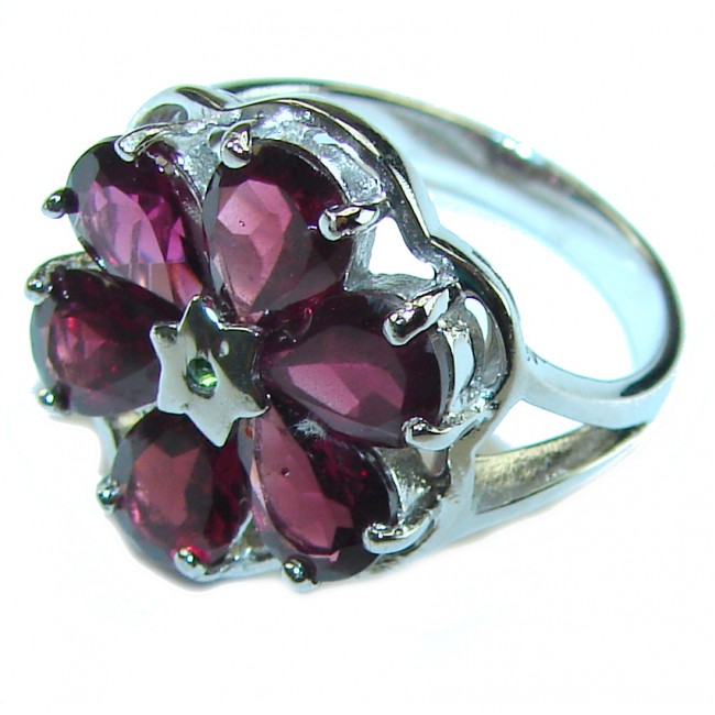 Authentic Garnet .925 Sterling Silver handcrafted Ring size 6 3/4