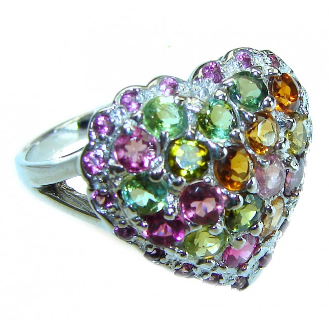 Natural Watermelon Tourmaline .925 Sterling Silver ring size 8 1/4