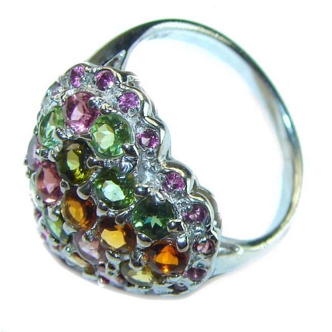 Natural Watermelon Tourmaline .925 Sterling Silver ring size 8 1/4