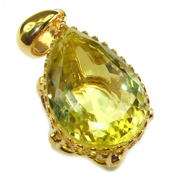 Authentic Golden Lemon Quartz 18K Gold over .925 Sterling Silver handmade Pendant