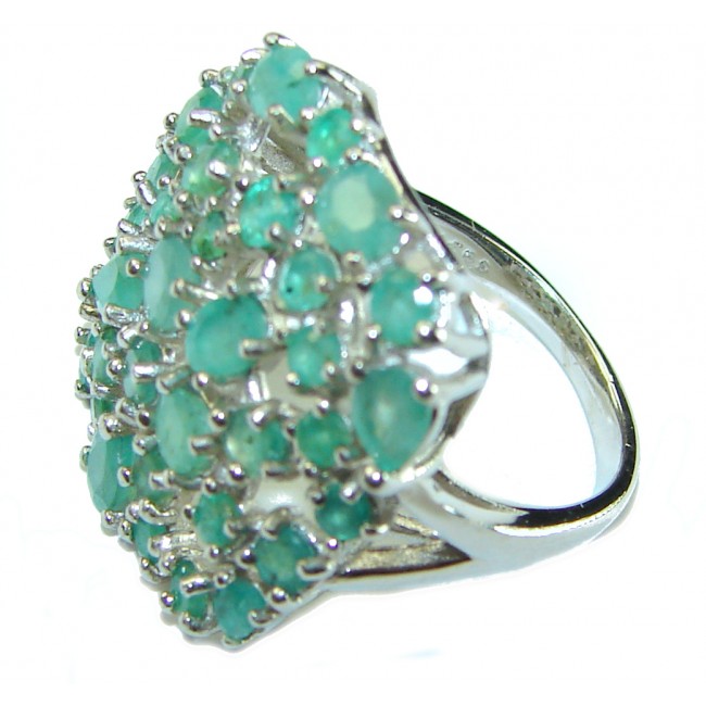 Victoria Style Emerald .925 Sterling Silver handmade Ring s. 6 1/4