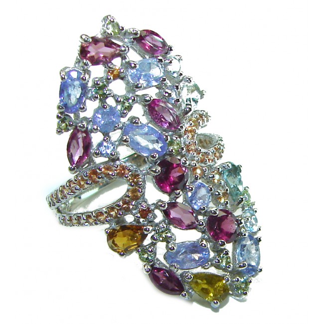 Enchanted Garden Authentic African Tanzanite .925 Sterling Silver handmade Ring size 8 1/4