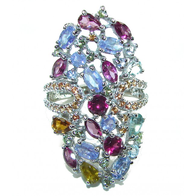 Enchanted Garden Authentic African Tanzanite .925 Sterling Silver handmade Ring size 8 1/4