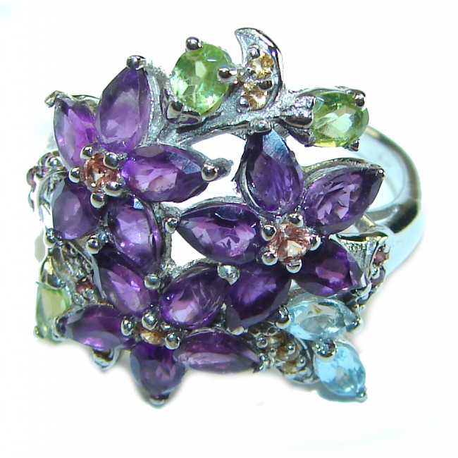 Purple Garden Amethyst .925 Sterling Silver Handcrafted Ring size 9 1/4